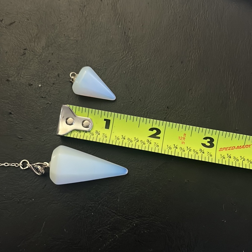 Opalite pendulum lariat silver boho necklace - Picture 7 of 7